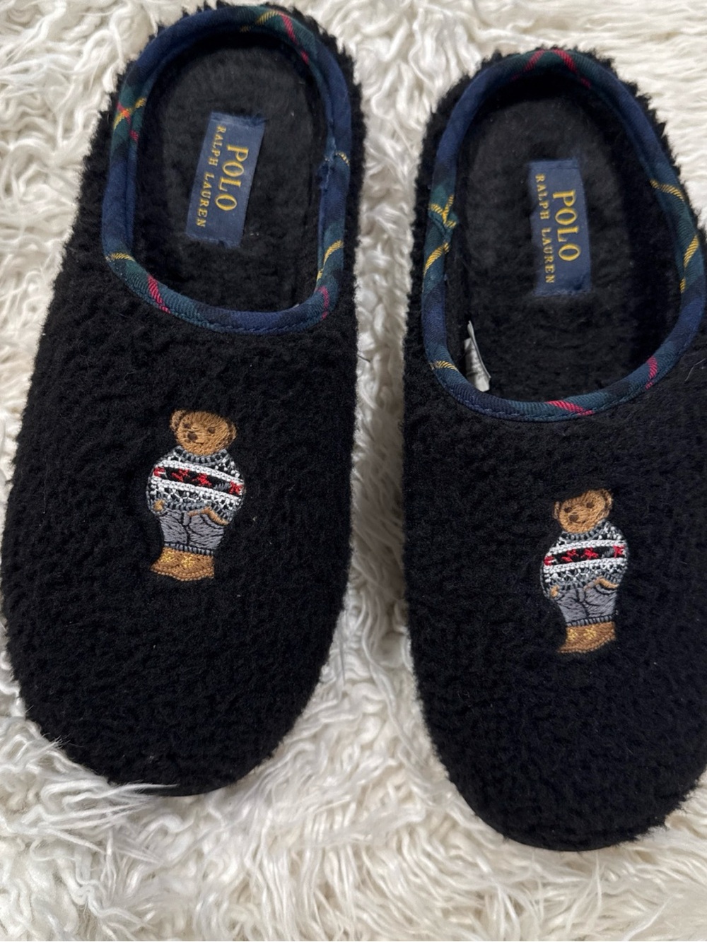 Polo by Ralph Lauren Black Fleece Bear Slippers